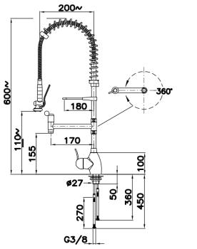 CW4086/M (23) Geschirrwaschbrause mit Niedrigbauweise 60cm hoch